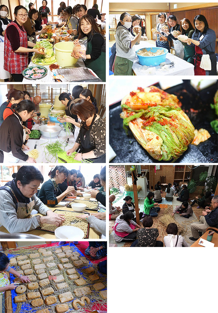 崔(チェ)さんがキムチ等の韓国発酵食を教えている韓国醗酵食学ゼミ