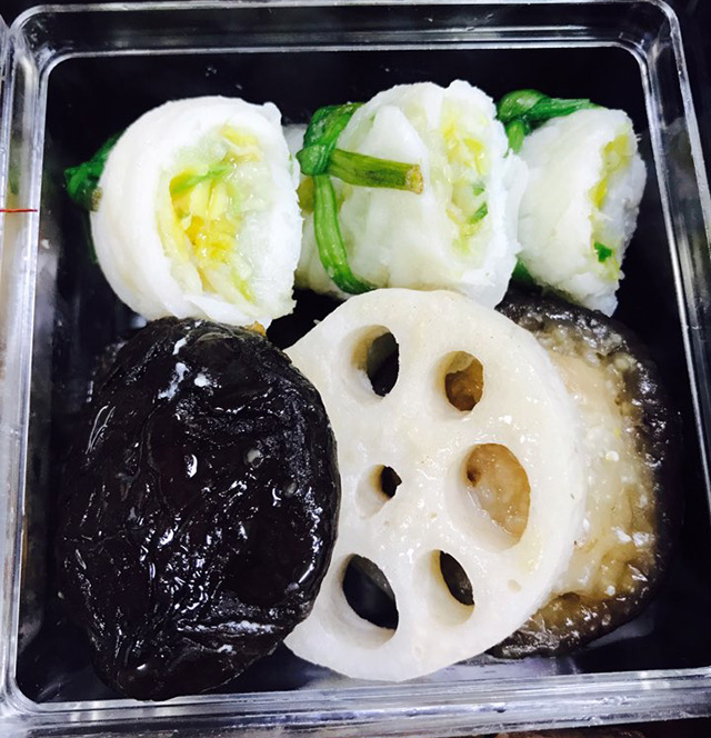 魚の宮廷餃子、ジョン（椎茸、レンコン）